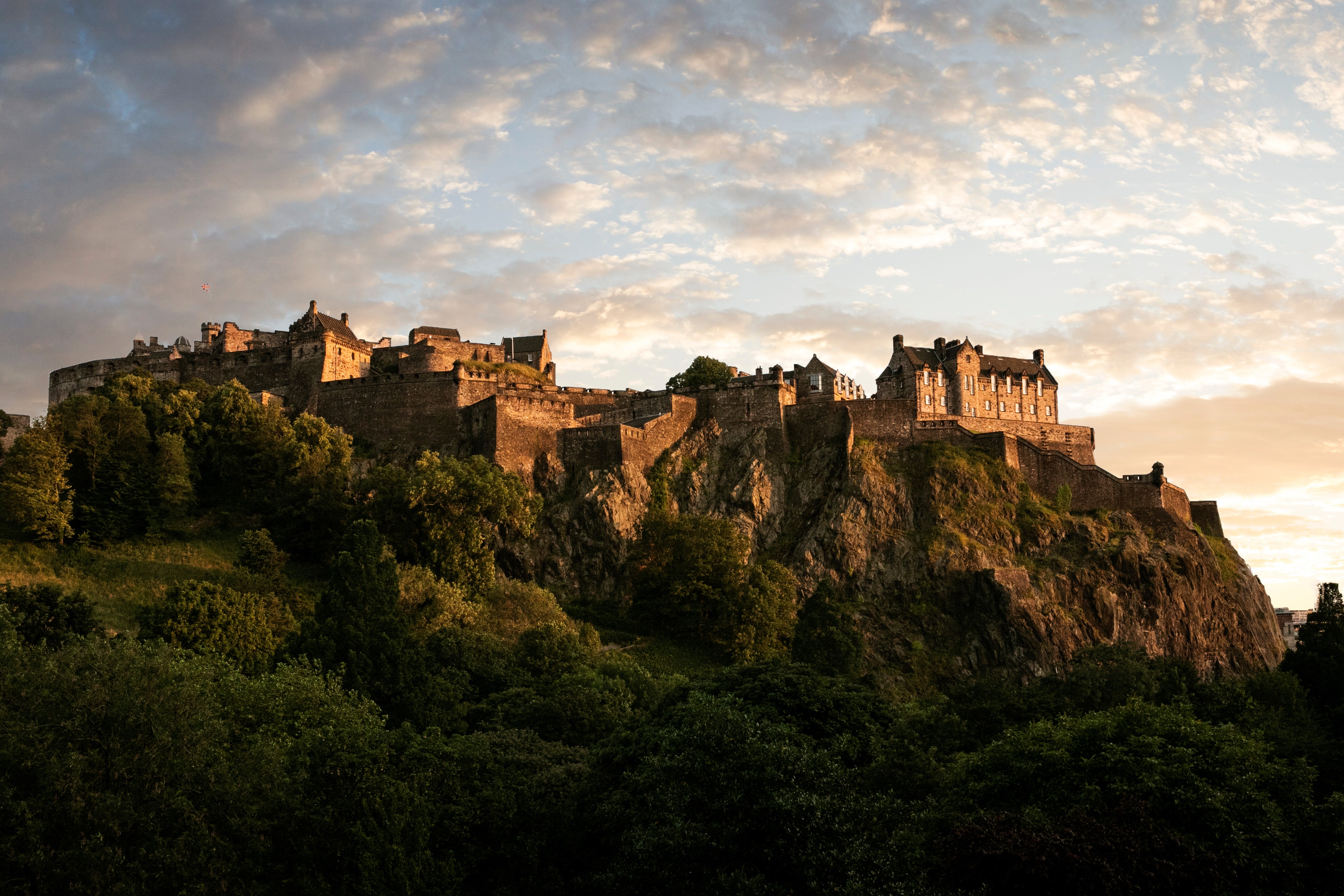Edinburgh Castle rising above the city on Castle Rock
