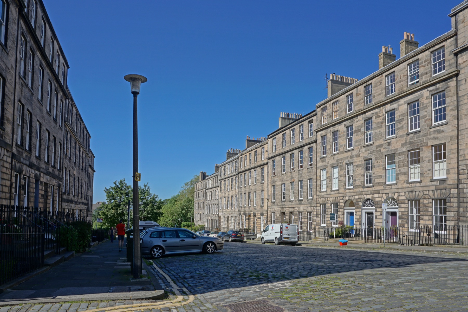 Georgian stone buildings lining Scotland Street in Edinburgh's New Town