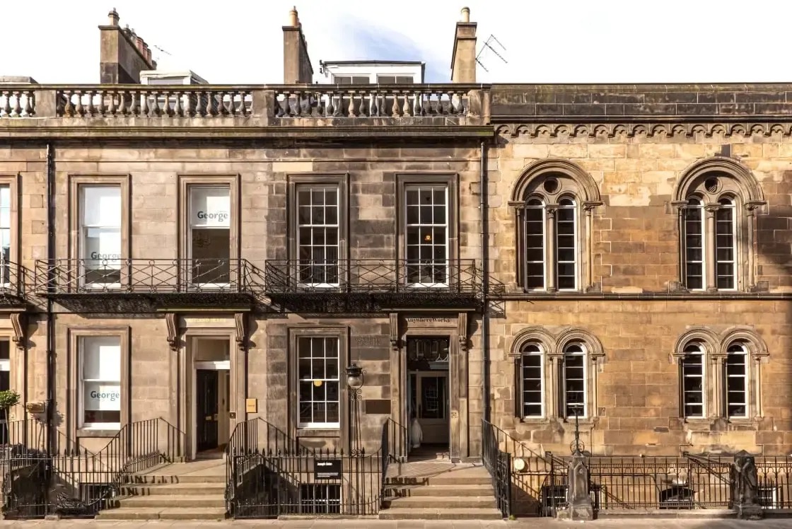The Georgian exterior of Lister Place in Edinburgh